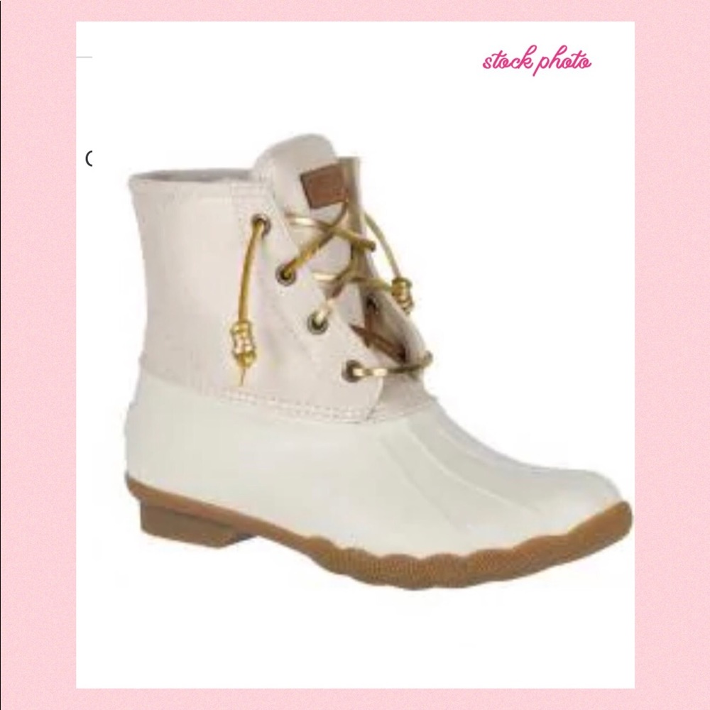 Sperry Saltwater Gold Sparkle Duck Boots